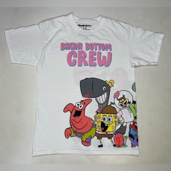 Spongebob Squarepants Bikini Bottom Crew Graphic T-shirt Women Medium White - Picture 1 of 4